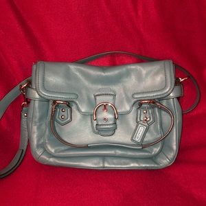 Teal cross body Coach bag